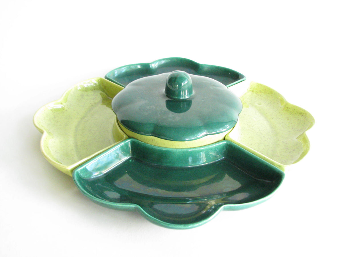 Vintage Green Ceramic Perfect Size Lazy Susan Bowl Serving - Display Dish - Andre retail California Pottery - 1960 Circa