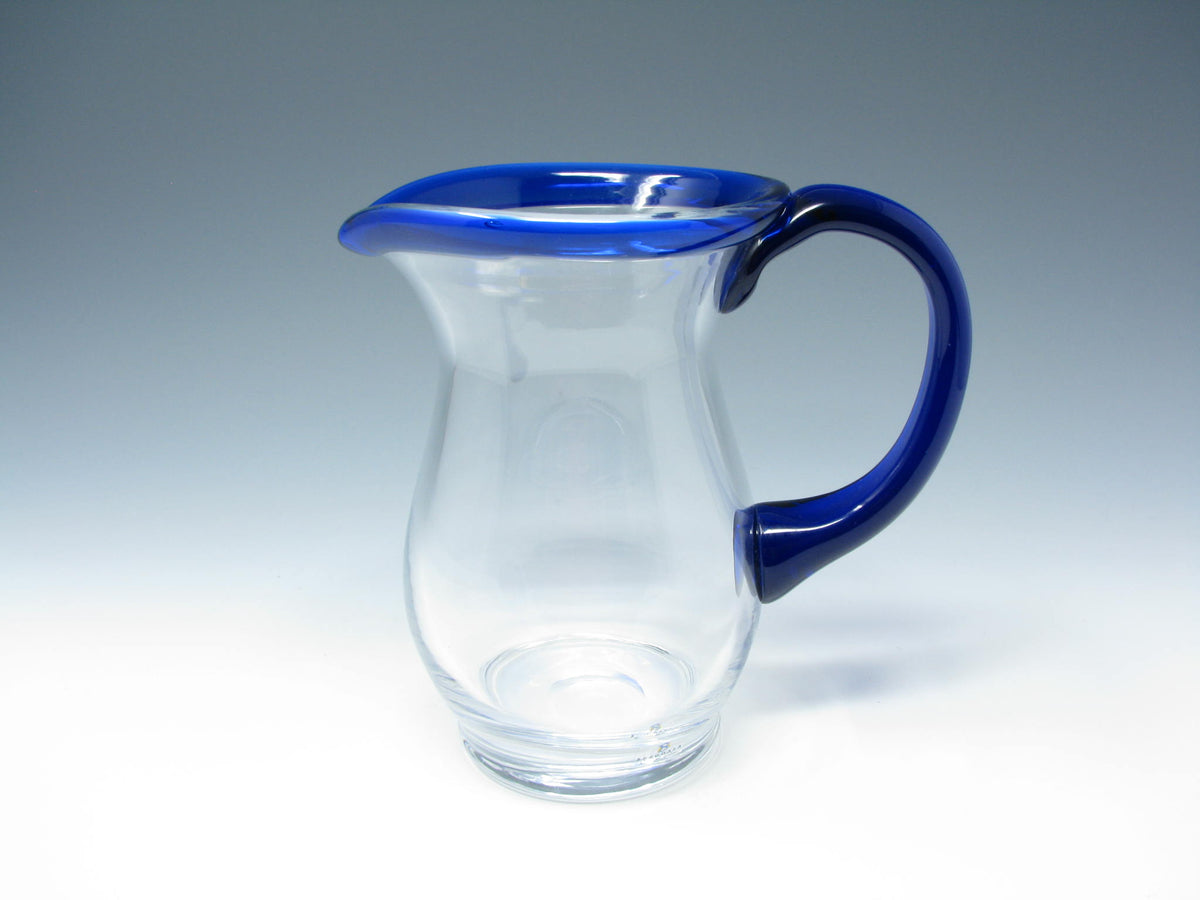 Gradient Blue Glass Water Pitcher With 3d Mountain Bottom And