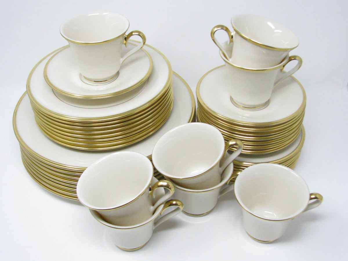 Lenox Eternal 40 Piece Ivory Bone China Dinnerware Set with Gold