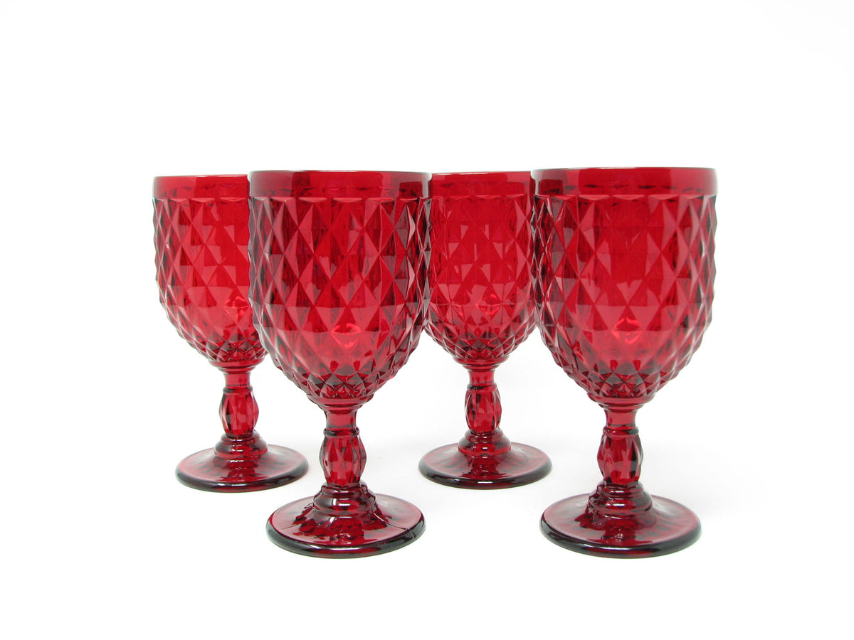 Pier 1, Dining, Pier Green Crackle Red Wine Glasses Set Of 4