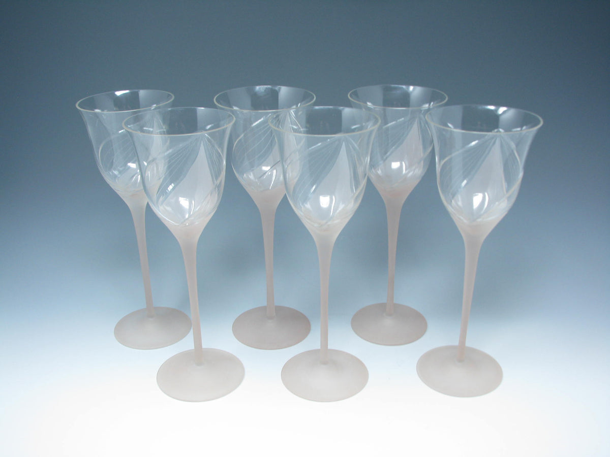 Art Deco Floral Etched Wine Stems, Set of 12 – 2bModern