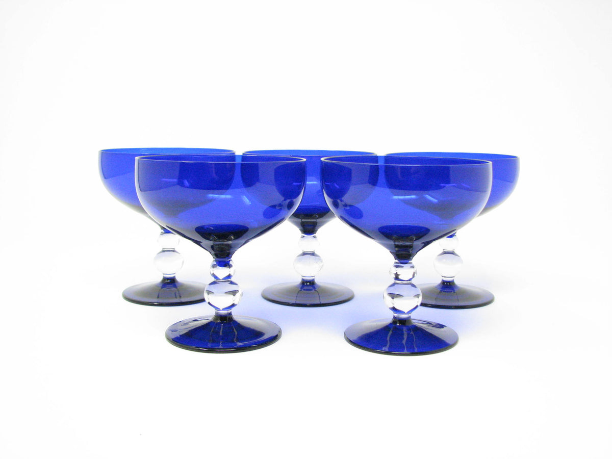 Blue Twisted Cobalt Blue Stemmed Wine glasses, set of 4 – Eclectic Ethos  Vintage