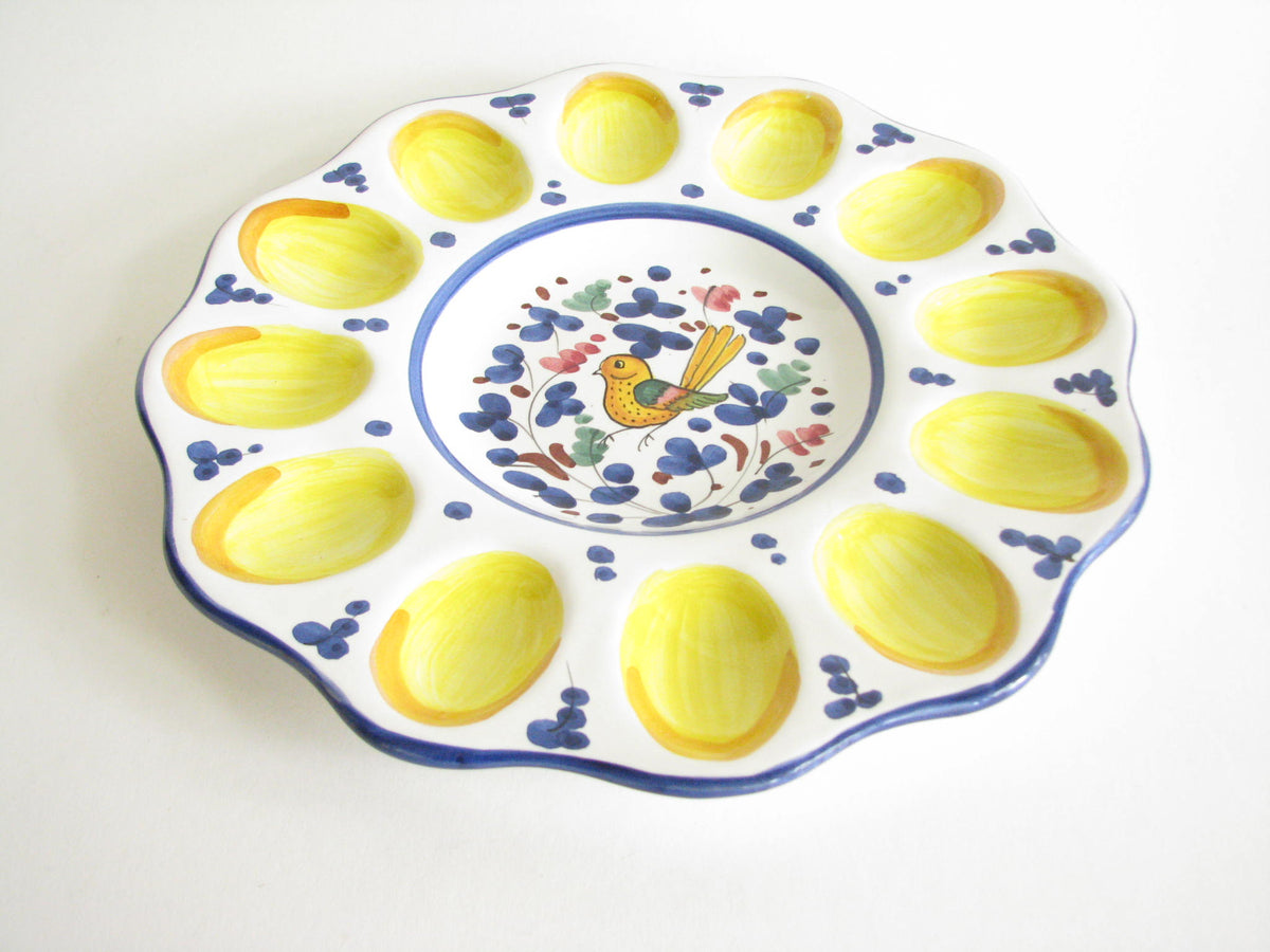 Vintage Deruta Italy Ceramic Deviled Egg Serving Dish with Bird Design –  edgebrookhouse