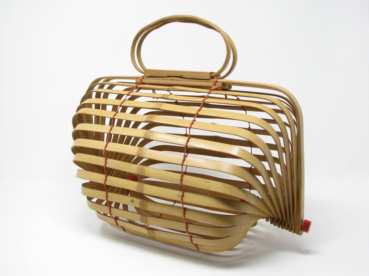 Vintage Japan Bamboo Folding Purse Handbag or Basket – edgebrookhouse