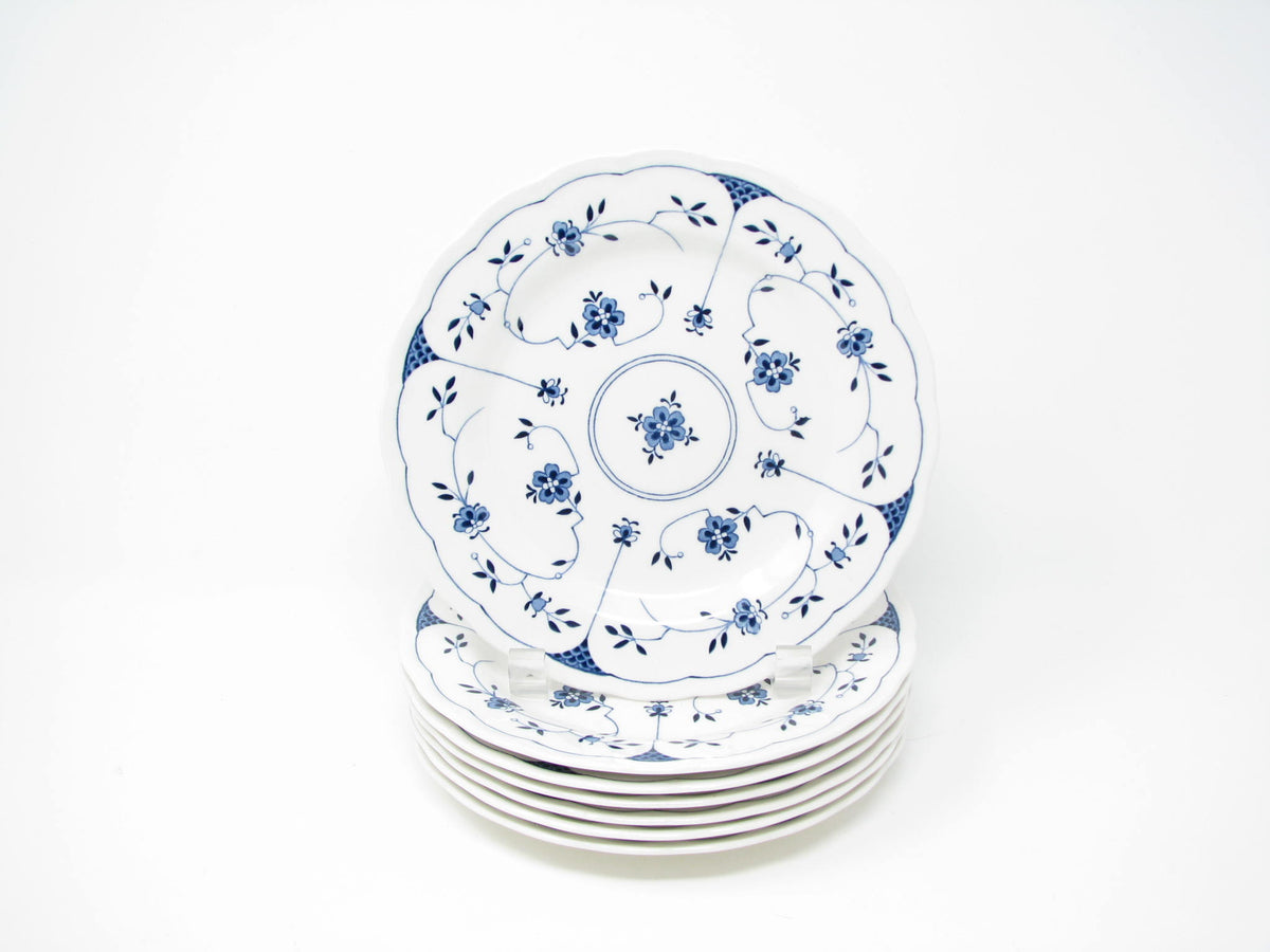 Vintage Nikko Ironstone Provincial Blue White Floral Salad Plates with  Scalloped Rim - Set of 7