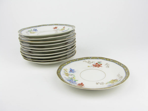 edgebrookhouse - Antique Theodore Haviland Ganga Floral Basket Porcelain Saucers