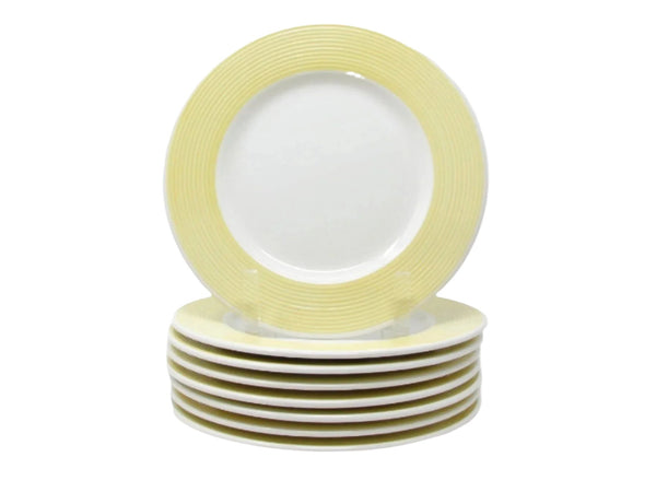 Contemporary A Step Beyond La Primula Salad Plates with Yellow Rim - 8 Pieces