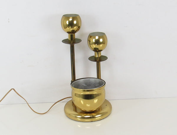 Vintage Brass Double Sphere Globe With Planter Lamp