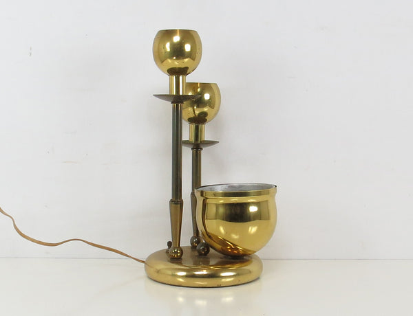 Vintage Brass Double Sphere Globe With Planter Lamp