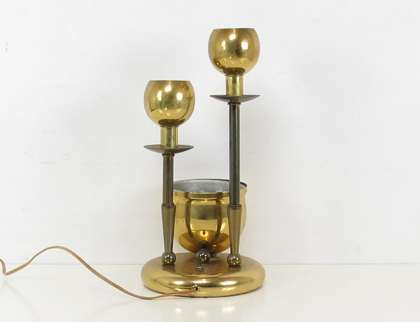 Vintage Brass Double Sphere Globe With Planter Lamp