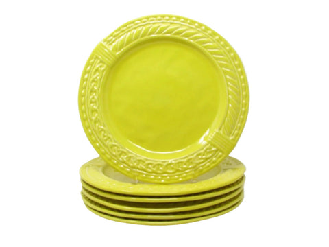 Anthropologie Romina Yellow Dinner Plates Made in Portugal - 6 Pieces