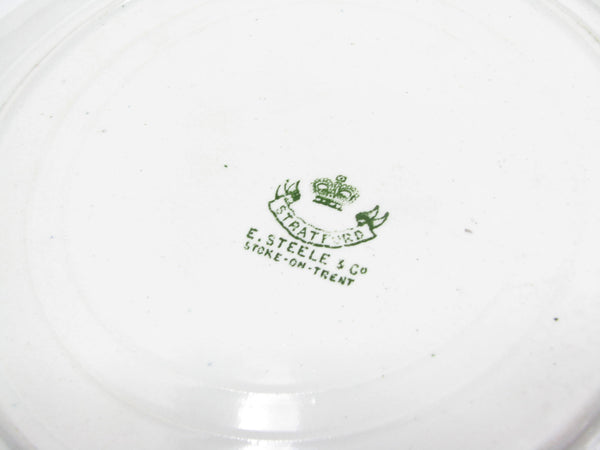 edgebrookhouse Antique Edward Steele Stratford Green and White English Earthenware Plates - 4 Pieces