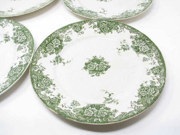 edgebrookhouse Antique Edward Steele Stratford Green and White English Earthenware Plates - 4 Pieces