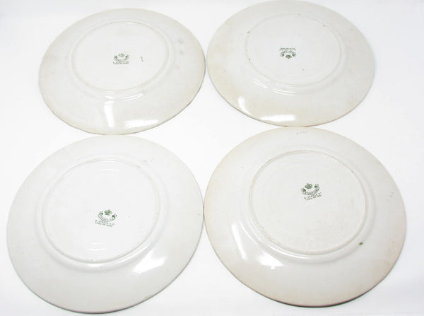 edgebrookhouse Antique Edward Steele Stratford Green and White English Earthenware Plates - 4 Pieces