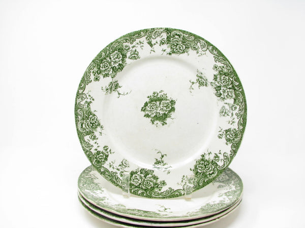 edgebrookhouse Antique Edward Steele Stratford Green and White English Earthenware Plates - 4 Pieces