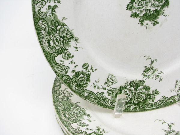 edgebrookhouse Antique Edward Steele Stratford Green and White English Earthenware Plates - 4 Pieces