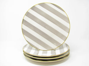 CMG Ceramicas Grey and White Striped Ceramic Dinner Plates - 4 Pieces