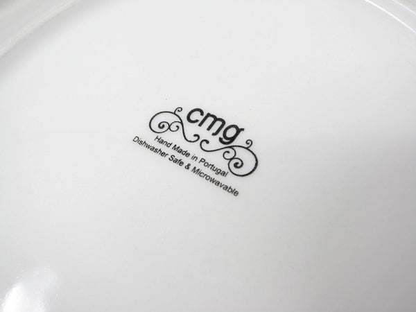 CMG Ceramicas Grey and White Striped Ceramic Dinner Plates - 4 Pieces