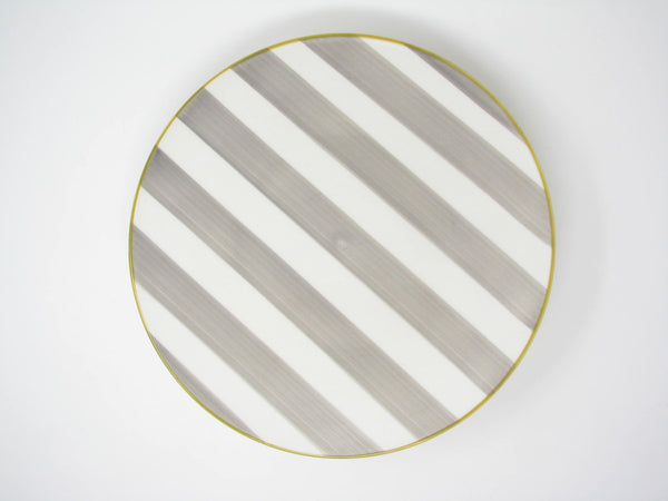 CMG Ceramicas Grey and White Striped Ceramic Dinner Plates - 4 Pieces