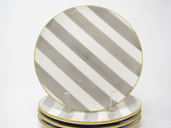 CMG Ceramicas Grey and White Striped Ceramic Salad Plates - 4 Pieces