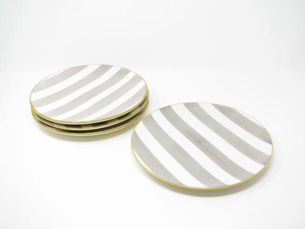 CMG Ceramicas Grey and White Striped Ceramic Salad Plates - 4 Pieces