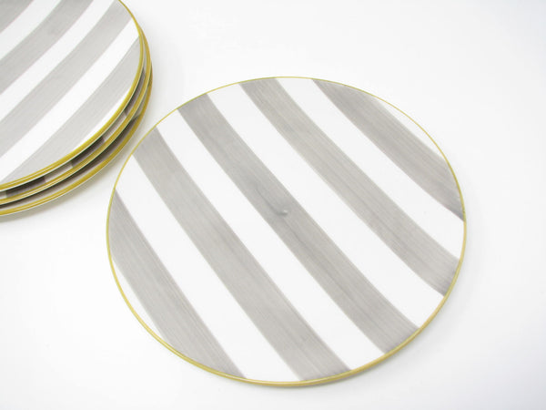 CMG Ceramicas Grey and White Striped Ceramic Salad Plates - 4 Pieces