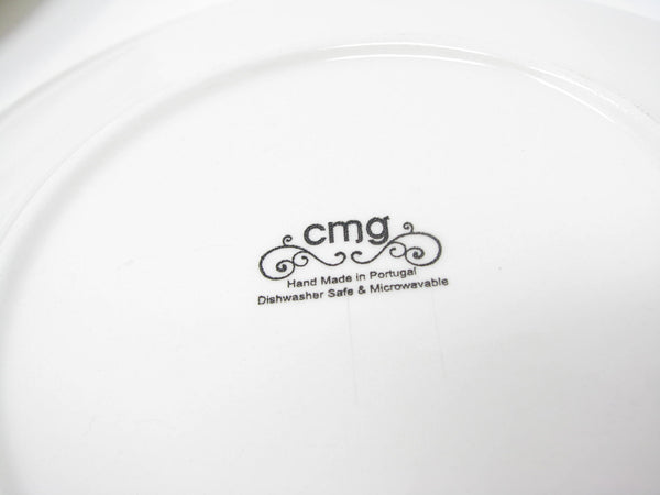 CMG Ceramicas Grey and White Striped Ceramic Salad Plates - 4 Pieces