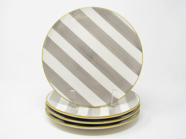 CMG Ceramicas Grey and White Striped Ceramic Salad Plates - 4 Pieces