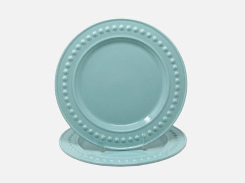 Fapor Portugal FP Delmar Turquoise Dinner Plates with Raised Dots - 2 Pieces