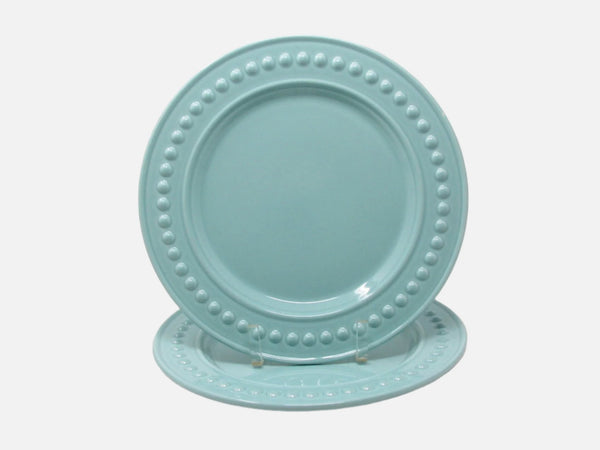 Fapor Portugal FP Delmar Turquoise Dinner Plates with Raised Dots - 2 Pieces