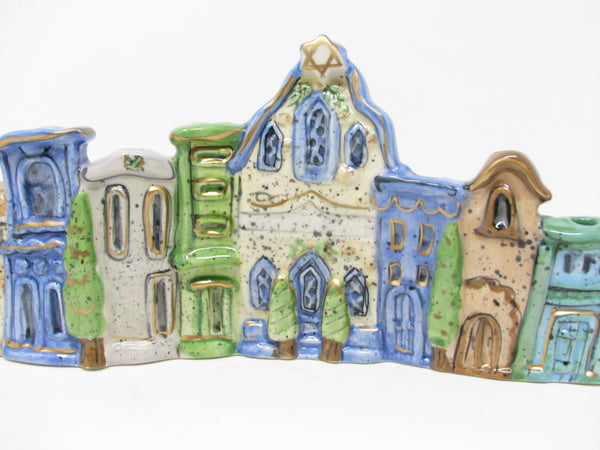 Heather Goldminc Blue Sky ClayWorks Pottery Village Shaped Menorah