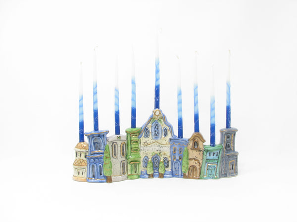 Heather Goldminc Blue Sky ClayWorks Pottery Village Shaped Menorah