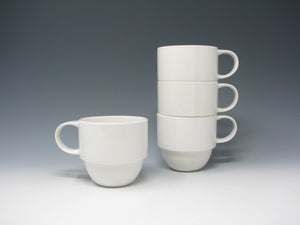 Modern Crate & Barrel Staxx Stackable White Mugs - 4 Pieces