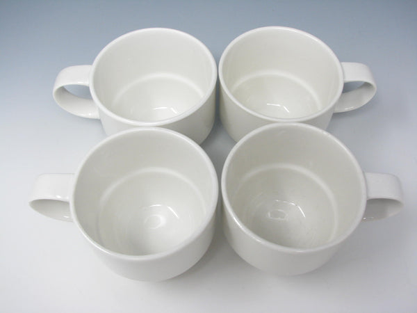 Modern Crate & Barrel Staxx Stackable White Mugs - 4 Pieces