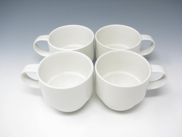 Modern Crate & Barrel Staxx Stackable White Mugs - 4 Pieces