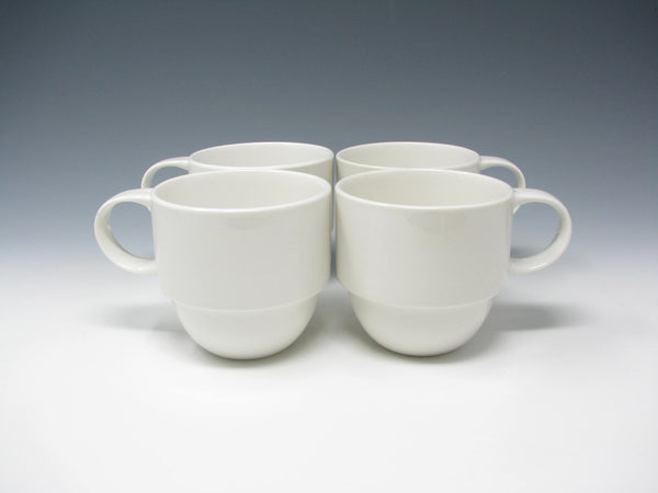 Modern Crate & Barrel Staxx Stackable White Mugs - 4 Pieces