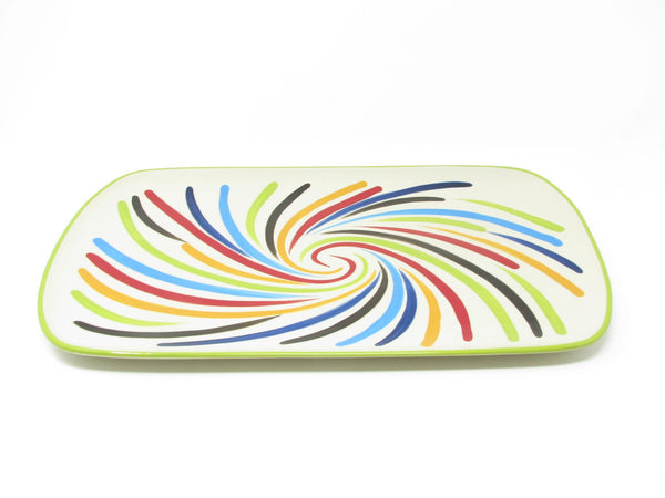 edgebrookhouse Modern Gail Pittman Ergon Tango Hand-Painted Ceramic Platter with Multicolor Swirl Design