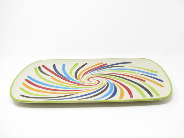 edgebrookhouse Modern Gail Pittman Ergon Tango Hand-Painted Ceramic Platter with Multicolor Swirl Design