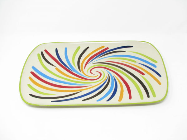 edgebrookhouse Modern Gail Pittman Ergon Tango Hand-Painted Ceramic Platter with Multicolor Swirl Design