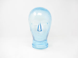 Modern Glass Head Sculpture Made with Light Blue Recycled Glass