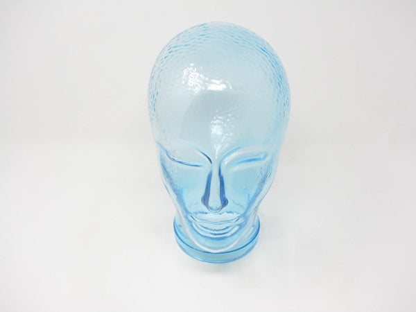 Modern Glass Head Sculpture Made with Light Blue Recycled Glass