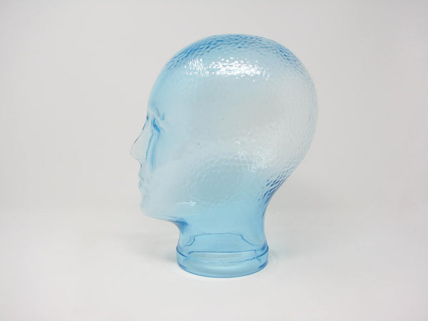 Modern Glass Head Sculpture Made with Light Blue Recycled Glass