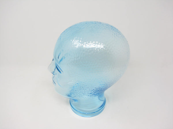 Modern Glass Head Sculpture Made with Light Blue Recycled Glass