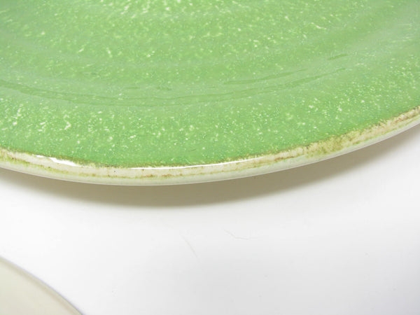 Vietri Italy Sorrento Green Speckled Dinner Plates with Subtle Organic Shape - 2 Pieces