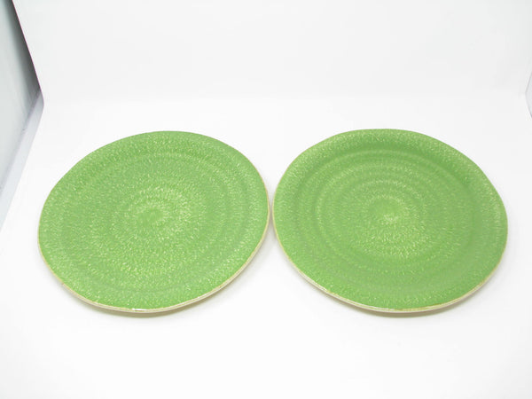 Vietri Italy Sorrento Green Speckled Dinner Plates with Subtle Organic Shape - 2 Pieces