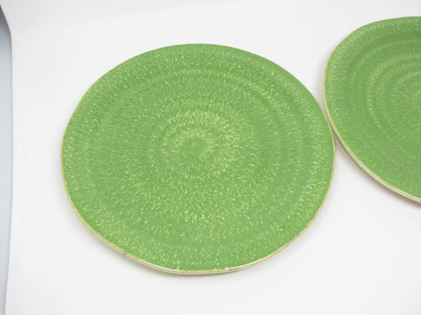 Vietri Italy Sorrento Green Speckled Dinner Plates with Subtle Organic Shape - 2 Pieces