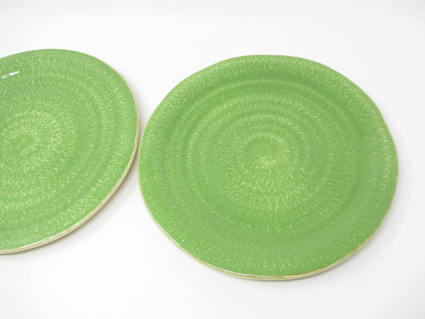 Vietri Italy Sorrento Green Speckled Dinner Plates with Subtle Organic Shape - 2 Pieces