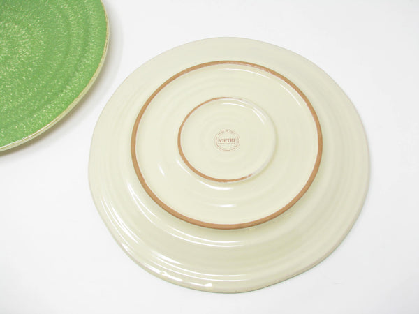 Vietri Italy Sorrento Green Speckled Dinner Plates with Subtle Organic Shape - 2 Pieces