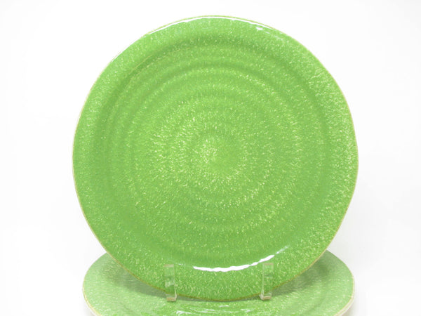 Vietri Italy Sorrento Green Speckled Dinner Plates with Subtle Organic Shape - 2 Pieces