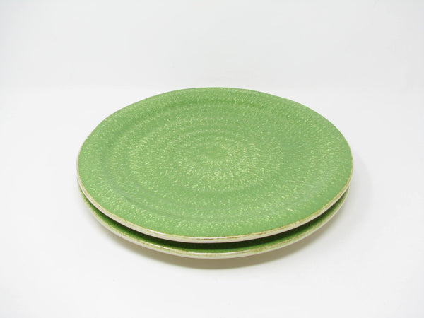 Vietri Italy Sorrento Green Speckled Dinner Plates with Subtle Organic Shape - 2 Pieces